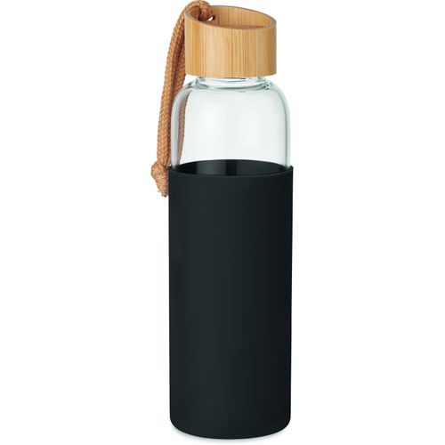 Trinkflasche Glas 500 ml CHAI (Art.-Nr. CA678233) - Trinkflasche aus Glas mit Silikon-Schutz...
