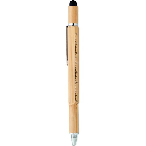 Multifunktions-Stift Bambus TOOLBAM (Art.-Nr. CA698582) - Drehkugelschreiber mit Stylus, aufgedruc...