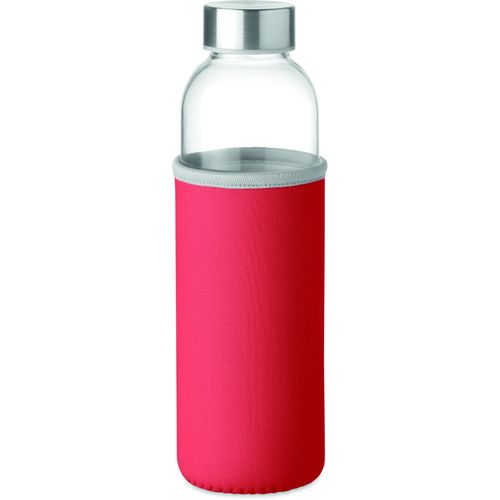 Trinkflasche Glas 500 ml UTAH GLASS (Art.-Nr. CA699938) - Trinkflasche aus Glas mit Neopren-Schutz...