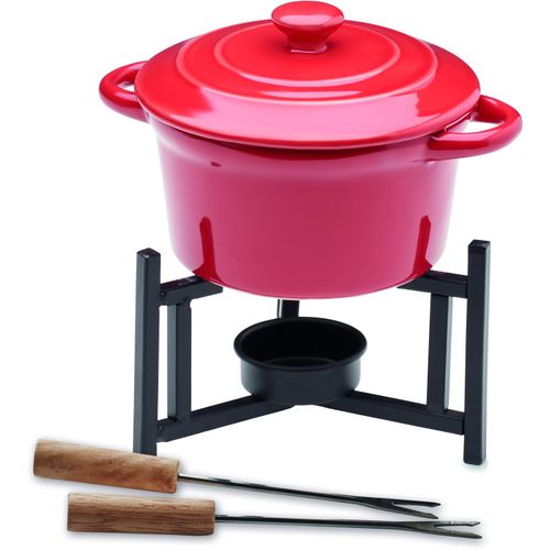 Keramik-Fondue-Set 300 ml BIG KASE (Art.-Nr. CA727763) - Kleines Fondue-Set mit Deckel für zwe...