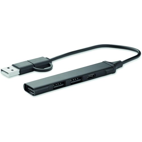 4 Port USB Hub CURRENT (Art.-Nr. CA744205) - 4 Port USB-Hub aus recyceltem Aluminium....