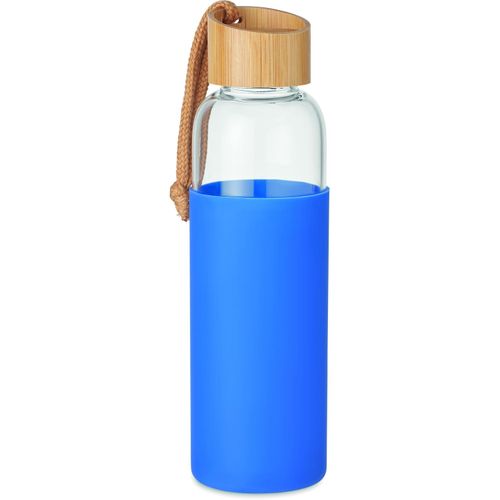 Trinkflasche Glas 500 ml CHAI (Art.-Nr. CA749580) - Trinkflasche aus Glas mit Silikon-Schutz...