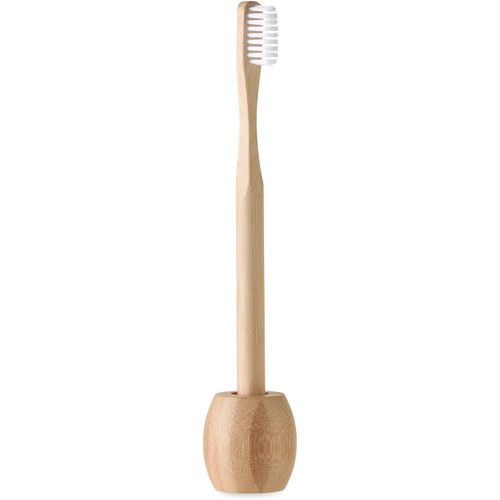 Zahnbürste mit Halter Bambus KUILA (Art.-Nr. CA751032) - Zahnbürste mit Griffteil aus Bambus...