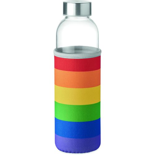 Trinkflasche Glas 500 ml UTAH GLASS (Art.-Nr. CA752564) - Trinkflasche aus Glas mit Neopren-Schutz...
