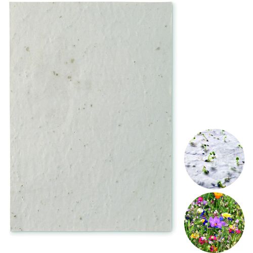 DIN A5 Wildblumen-Samenpapier ASIDE (Art.-Nr. CA752750) - Recyceltes Papier im DIN A5 Format mit...