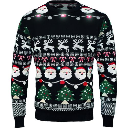 Weihnachts-LED-Pullover S/M SHAMIS (Art.-Nr. CA789998) - Weihnachtspullover im lustigen Design...