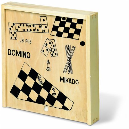 Spielesammlung in Holzbox TRIKES (Art.-Nr. CA798467) - Spielesammlung in Holzbox. Beinhaltet 4...