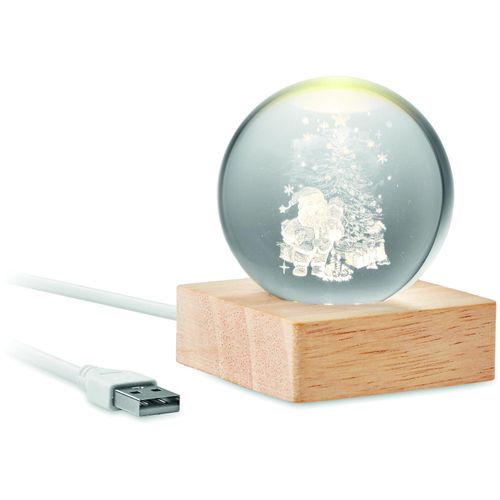 LED-Weihnachtskugel SANTA LIGHT (Art.-Nr. CA844034) - Kristall-Weihnachtskugel mit LED-Licht...