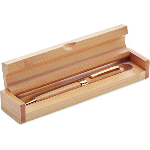 Bambus Drehkugelschreiber ETNA (Art.-Nr. CA856673) - Geschenkset aus Bambus mit Drehkugelschr...