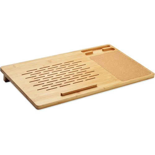 Laptop-Halter TECLAT (Art.-Nr. CA893377) - Laptop-Halter aus Bambus mit versetzten...