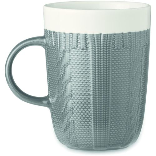 Keramik Kaffeebecher 310ml KNITTY (Art.-Nr. CA904406) - Kaffeebecher aus Keramik in Strick-Optik...