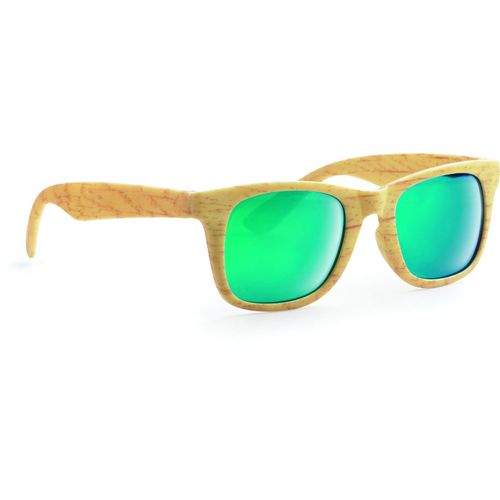 Sonnenbrille Holz WOODIE (Art.-Nr. CA906838) - Klassische Sonnenbrille mit verspiegelte...