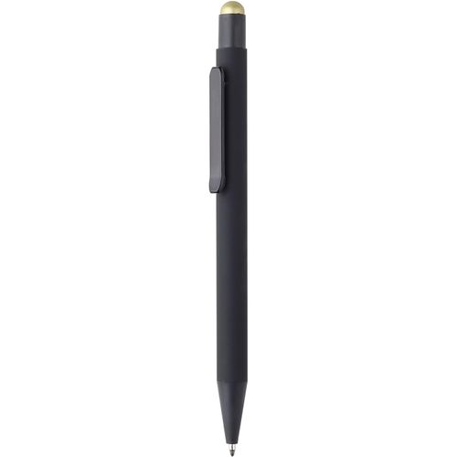 Druckkugelschreiber FLORES Soft & Touch Black (Art.-Nr. CA227330) - Ausdruckstarke Akzente werden durch den...