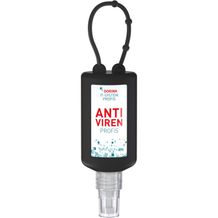 Hände-Desinfektionsspray (DIN EN 1500), 50 ml Bumper schwarz, Body Label (R-PET) (Schwarz) (Art.-Nr. CA015392)