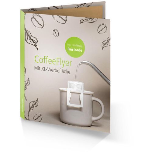 CoffeeFlyer - Fairtrade - naturbraun (Art.-Nr. CA252005) - CoffeeFlyer (Klappkarte) mit eingeklebte...