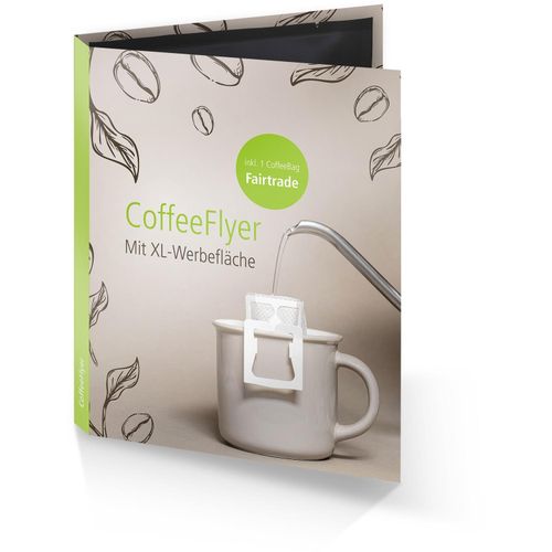 CoffeeFlyer - Fairtrade - schwarz (Art.-Nr. CA316572) - CoffeeFlyer (Klappkarte) mit eingeklebte...