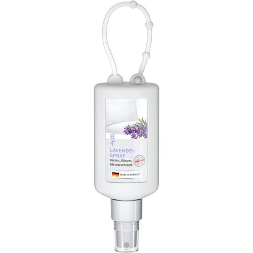 Lavendel-Spray, 50 ml Bumper frost, Body Label (R-PET) (Art.-Nr. CA323991) - Praktische Kosmetikflasche zum Anhängen...