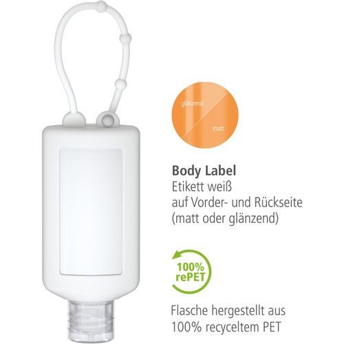 Duschgel Rosmarin-Ingwer, 50 ml Bumper frost, Body Label (R-PET) (Art.-Nr. CA689172) - Praktische Kosmetikflasche zum Anhängen...