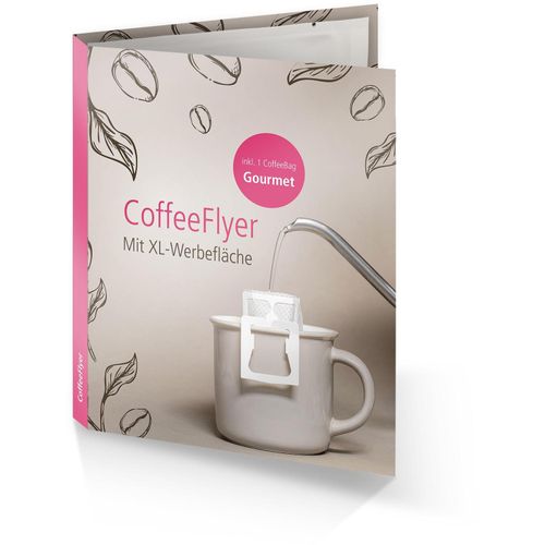 CoffeeFlyer - Gourmet - weiß (Art.-Nr. CA852646) - CoffeeFlyer (Klappkarte) mit eingeklebte...