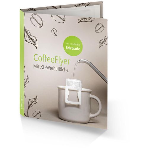CoffeeFlyer - Fairtrade - weiß (Art.-Nr. CA853957) - CoffeeFlyer (Klappkarte) mit eingeklebte...