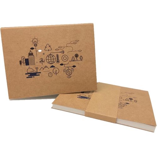 Haftnotizen mit Kartoncover-Umschlag-REC (Art.-Nr. CA743551) - REC-Kartoncover mit Haftnotizen, brauner...
