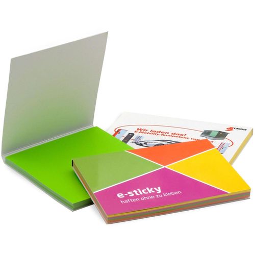 e-sticky Standardfarben im Kartoncover (Art.-Nr. CA978499) - Elektrostatische Notizzetteln aus PP...