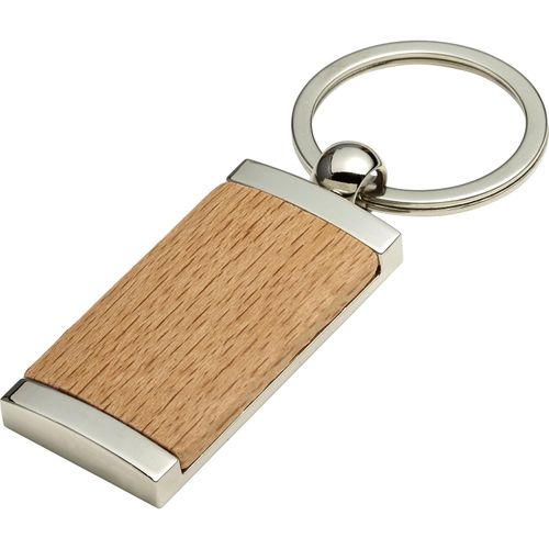 Schlüsselanhänger aus Metall & Holz Jennie (Art.-Nr. CA006887) - Schlüsselanhänger aus Metall und Holz,...