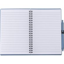 Notizbuch und Kugelschreiber aus Weizenstroh Massimo (blau) (Art.-Nr. CA111551)