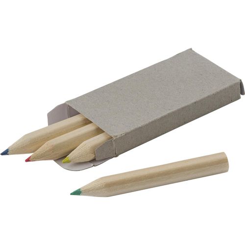 Mini-Buntstift Set aus Holz Kai (Art.-Nr. CA163201) - Mini-Buntsift Set aus Holz mit 4 Bleisti...