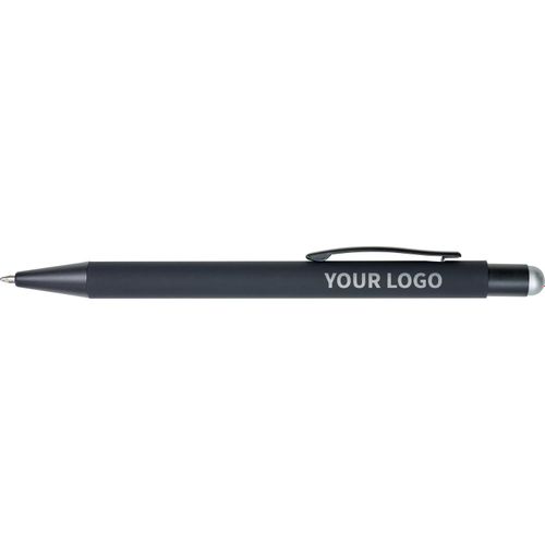 Kugelschreiber aus Aluminium Formentera (Art.-Nr. CA165812) - Gummierter schwarzer Kugelschreiber...