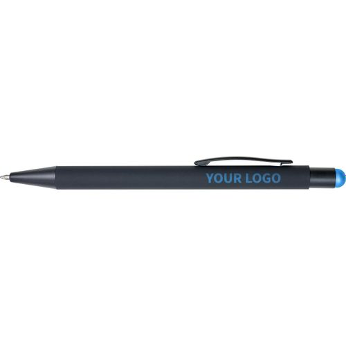 Kugelschreiber aus Aluminium Formentera (Art.-Nr. CA217982) - Gummierter schwarzer Kugelschreiber...