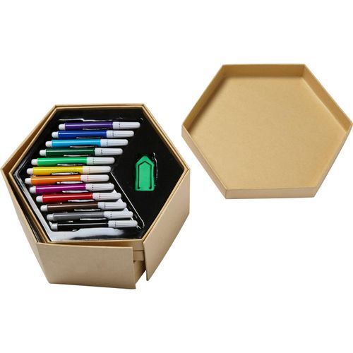 Kinderfarbbox aus Karton Kenji (Art.-Nr. CA218874) - Kinder-Malset in einer Box aus Karton,...