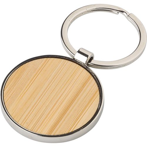 Schlüsselanhänger aus Bambus und Metall Tillie (Art.-Nr. CA241331) - Schlüsselanhänger aus Metall mit Bambu...