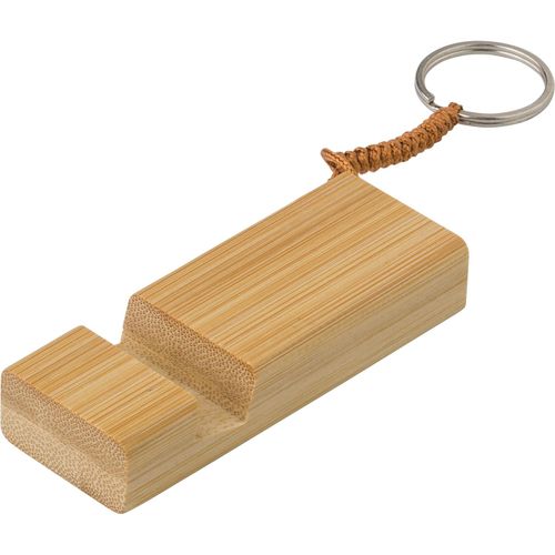 Schlüsselanhänger aus Bambus Kian (Art.-Nr. CA266070) - Telefonständer aus Bambus mit Schlüsse...