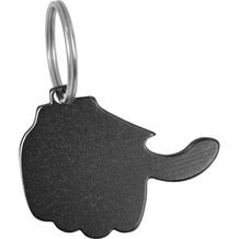 Schlüsselanhänger 'Thumb' mit Kapselheber aus Aluminium (schwarz) (Art.-Nr. CA295616)