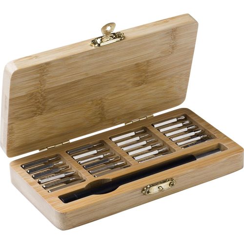 Bambus-Werkzeugsatz Weide (Art.-Nr. CA299662) - Bambus-Werkzeugsatz mit 25 Teilen. 24...