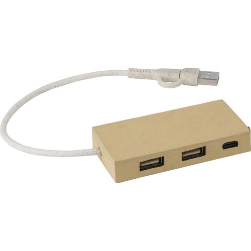 USB-Hub aus Aluminium und recyceltem Papier Paulo (Art.-Nr. CA355600) - USB (2.0)-Hub aus Aluminium und recycelt...