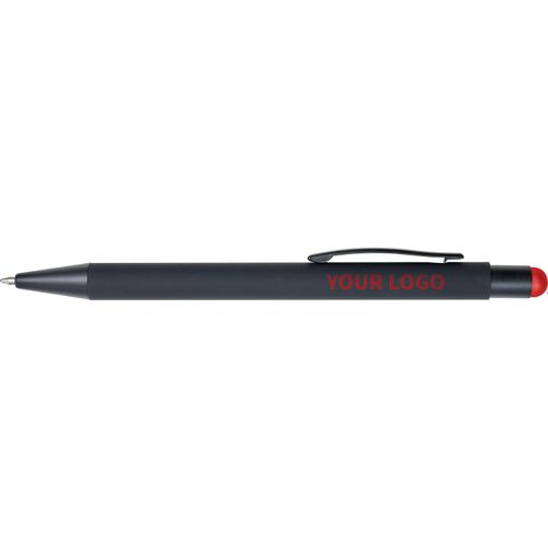 Kugelschreiber aus Aluminium Formentera (Art.-Nr. CA375874) - Gummierter schwarzer Kugelschreiber...