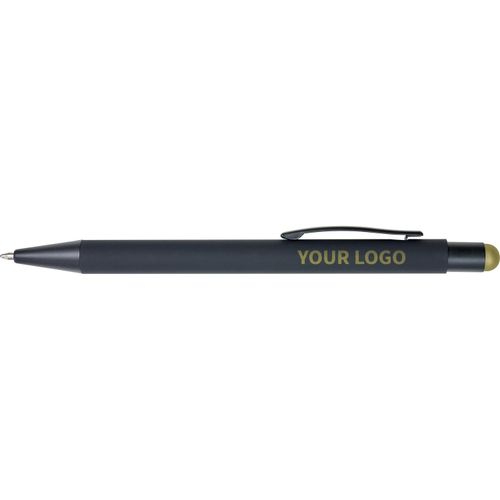 Kugelschreiber aus Aluminium Formentera (Art.-Nr. CA405158) - Gummierter schwarzer Kugelschreiber...