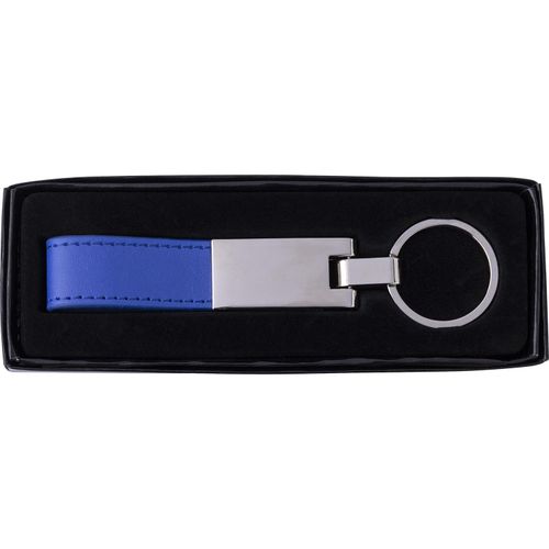 Schlüsselanhänger mit Stahlplatte und Kunsstofflasche Keon (Art.-Nr. CA428074) - Schlüsselanhänger mit einer silberfarb...