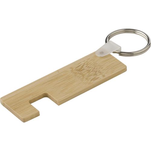 Bambus-Schlüsselanhänger mit Telefonhalterung (Art.-Nr. CA494018) - Bambus-Schlüsselanhänger mit Telefonha...