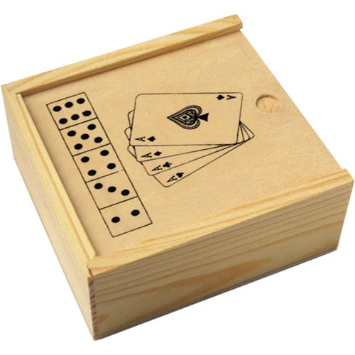 Karten und Würfelspiel in Holzbox Myriam (Art.-Nr. CA494154) - Karten- und Würfelspiel in Holzbox...