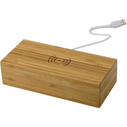 Wireless Ladepad aus Bambus mit Uhr Rosie (Art.-Nr. CA504712) - Wireless Ladepad aus Bambus (5W) mit...