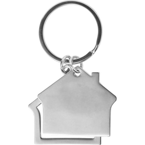 Schlüsselanhänger aus Zink-Aluminium in Hausform Amaro (Art.-Nr. CA595693) - 2-teiliger Schlüsselanhänger aus Zink-...