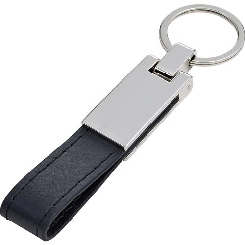 Schlüsselanhänger mit Stahlplatte und Kunsstofflasche Keon (Art.-Nr. CA646064) - Schlüsselanhänger mit einer silberfarb...