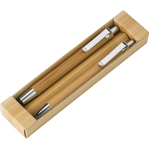 Kugelschreiber-Set aus Bambus Darlene (Art.-Nr. CA780463) - Kugelschreiber-Set aus Bambus, bestehend...