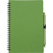 Notizbuch und Kugelschreiber aus Weizenstroh Massimo (grün) (Art.-Nr. CA817415)