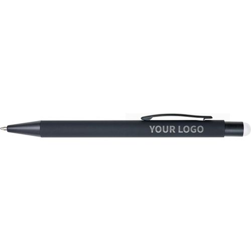 Kugelschreiber aus Aluminium Formentera (Art.-Nr. CA836022) - Gummierter schwarzer Kugelschreiber...