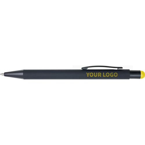 Kugelschreiber aus Aluminium Formentera (Art.-Nr. CA859973) - Gummierter schwarzer Kugelschreiber...