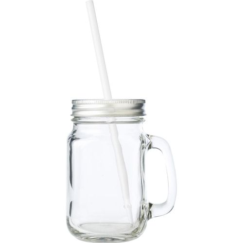 Trinkbecher 'Retro' aus Glas (Art.-Nr. CA875965) - Trinkbecher aus Glas, mit Griff, Strohha...